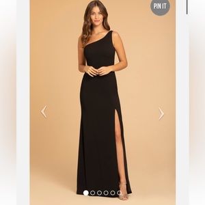 Hayley Paige One-Shoulder Black Bridesmaid Dress